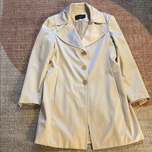 Vintage TAHARI tan/gold quiet luxury, Y2K dressy trench overcoat size SM